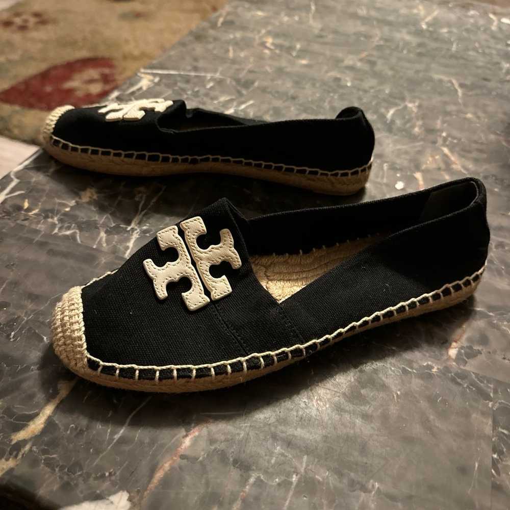 Tory Burch black canvas flats with beige trim -Sz… - image 2