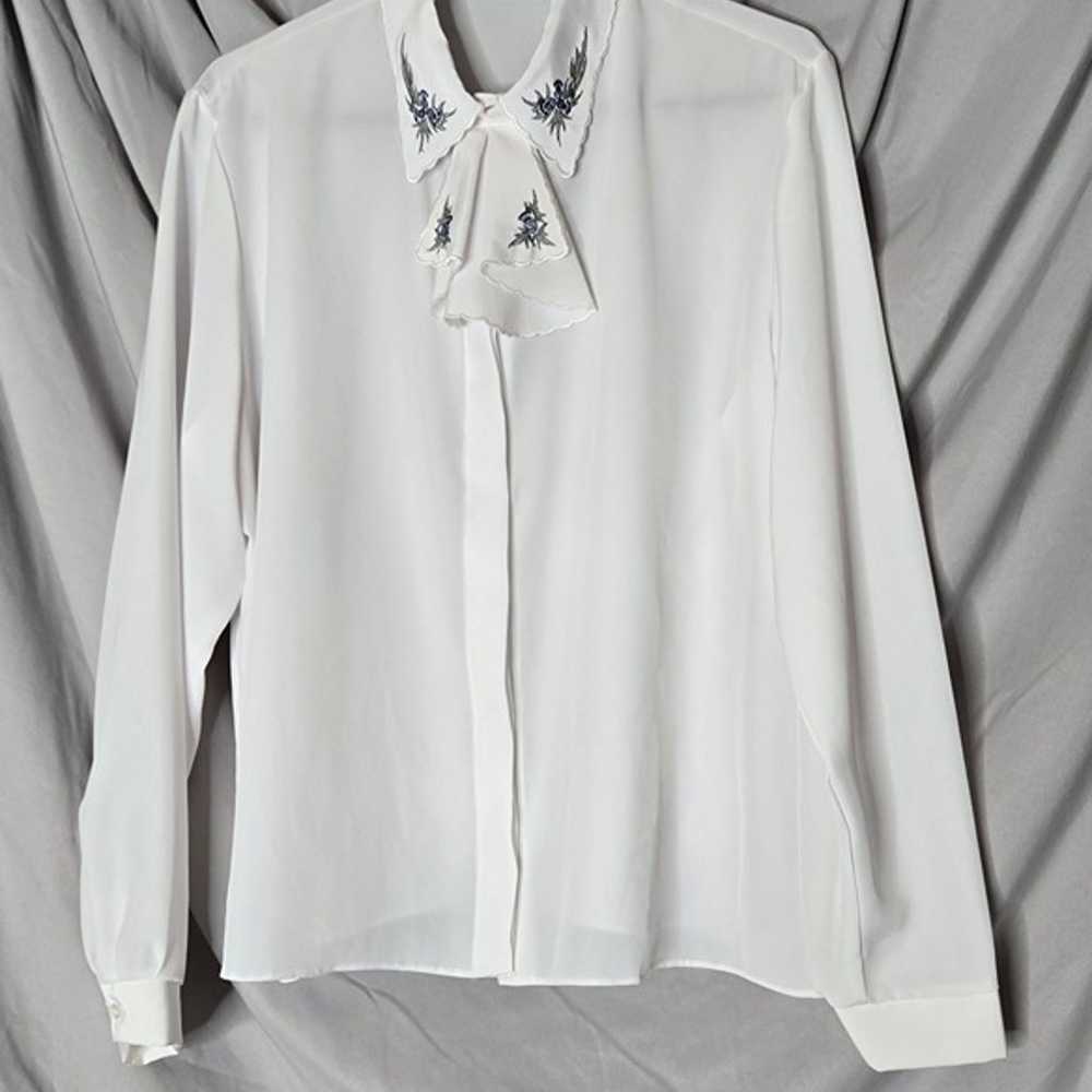 Vintage James Pringle Weavers Sheer White Blouse … - image 1