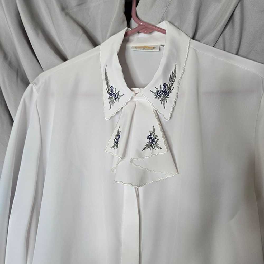 Vintage James Pringle Weavers Sheer White Blouse … - image 3