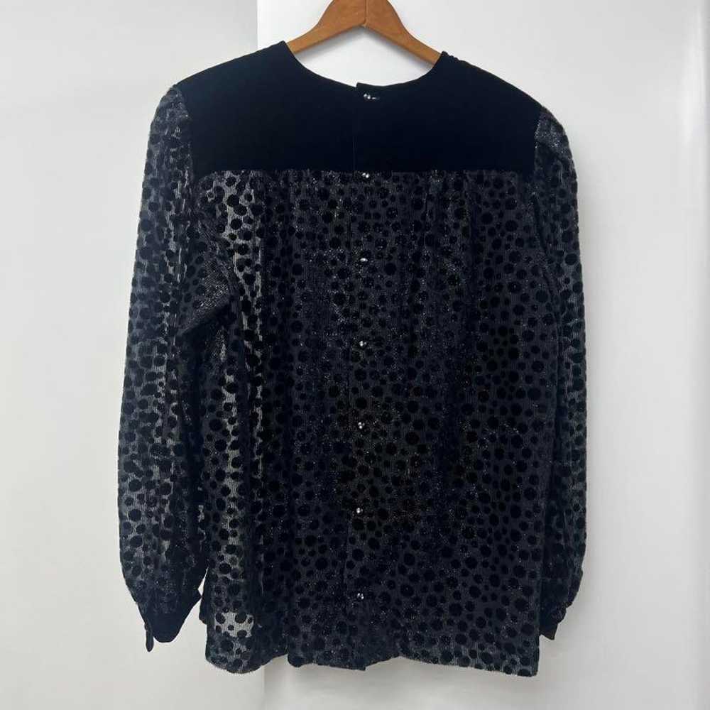 Women's Tops Vintage Black Leopard Lace Lame - image 2