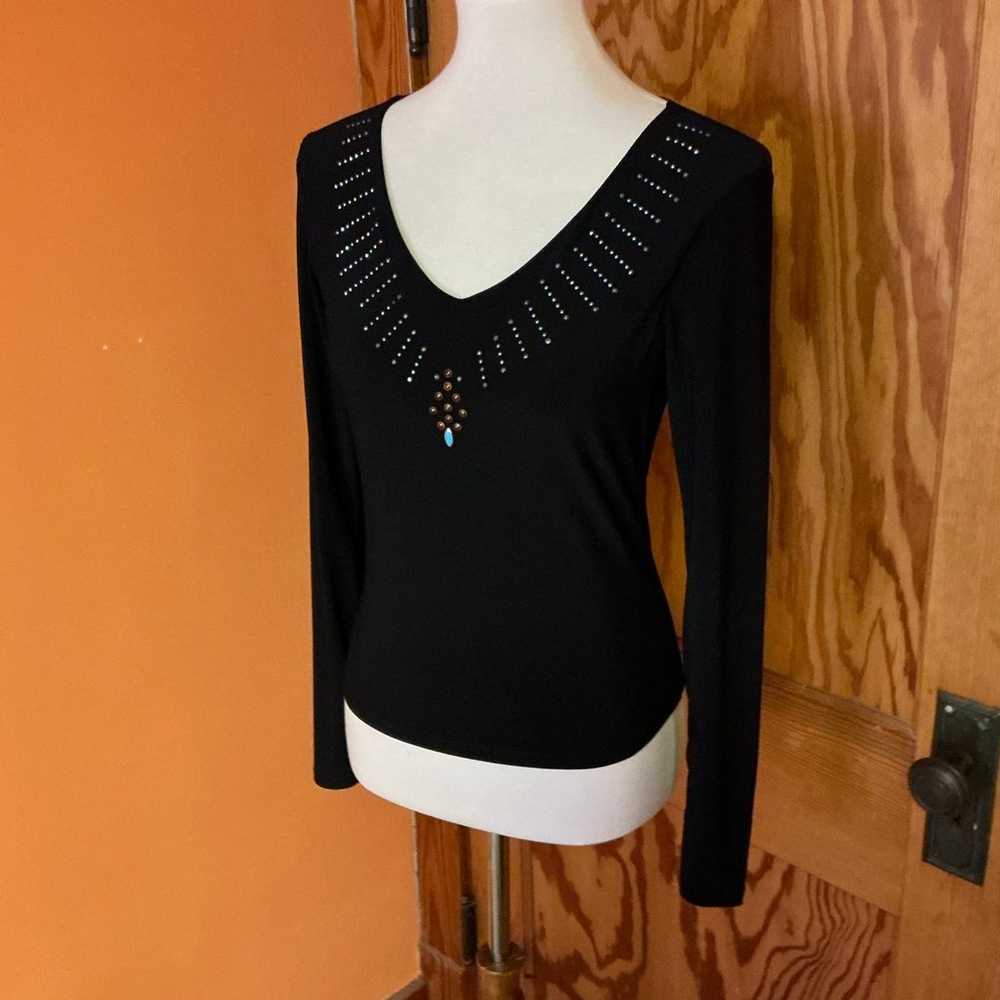 Vintage 90s beaded v neck top - image 10