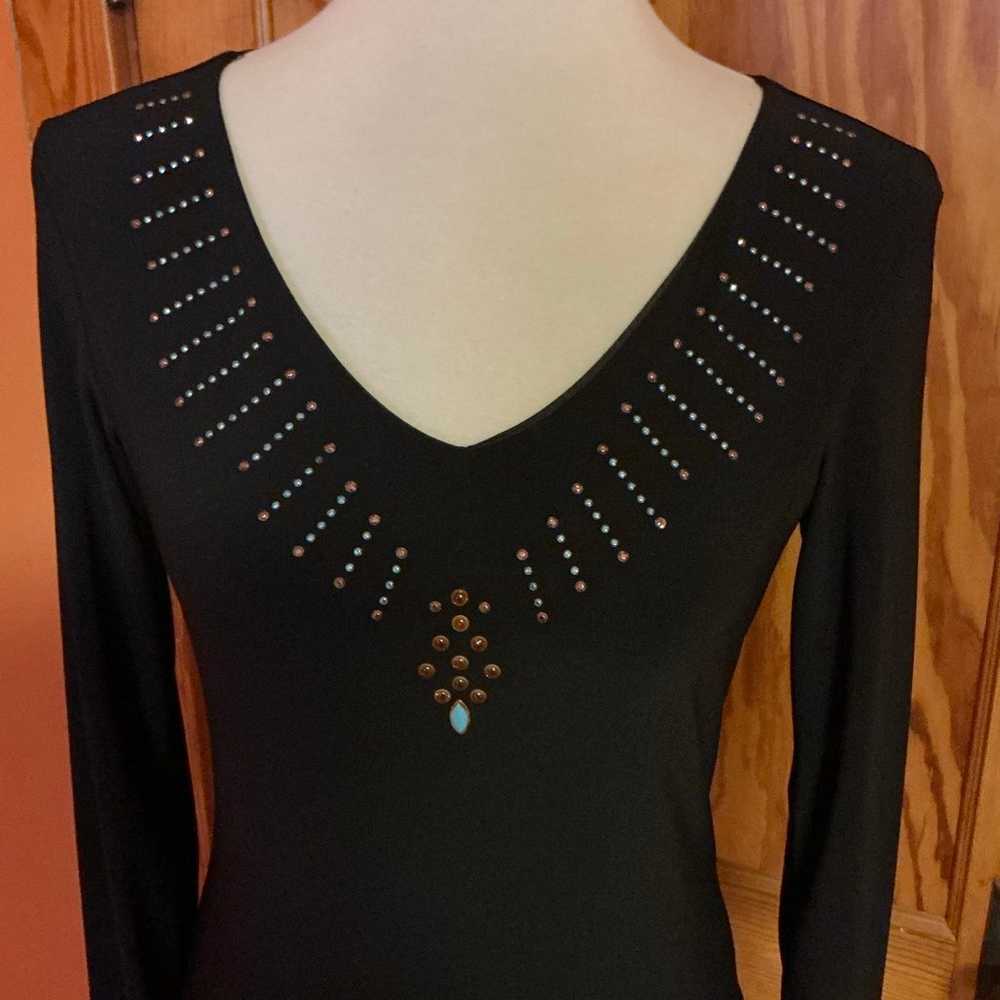 Vintage 90s beaded v neck top - image 11