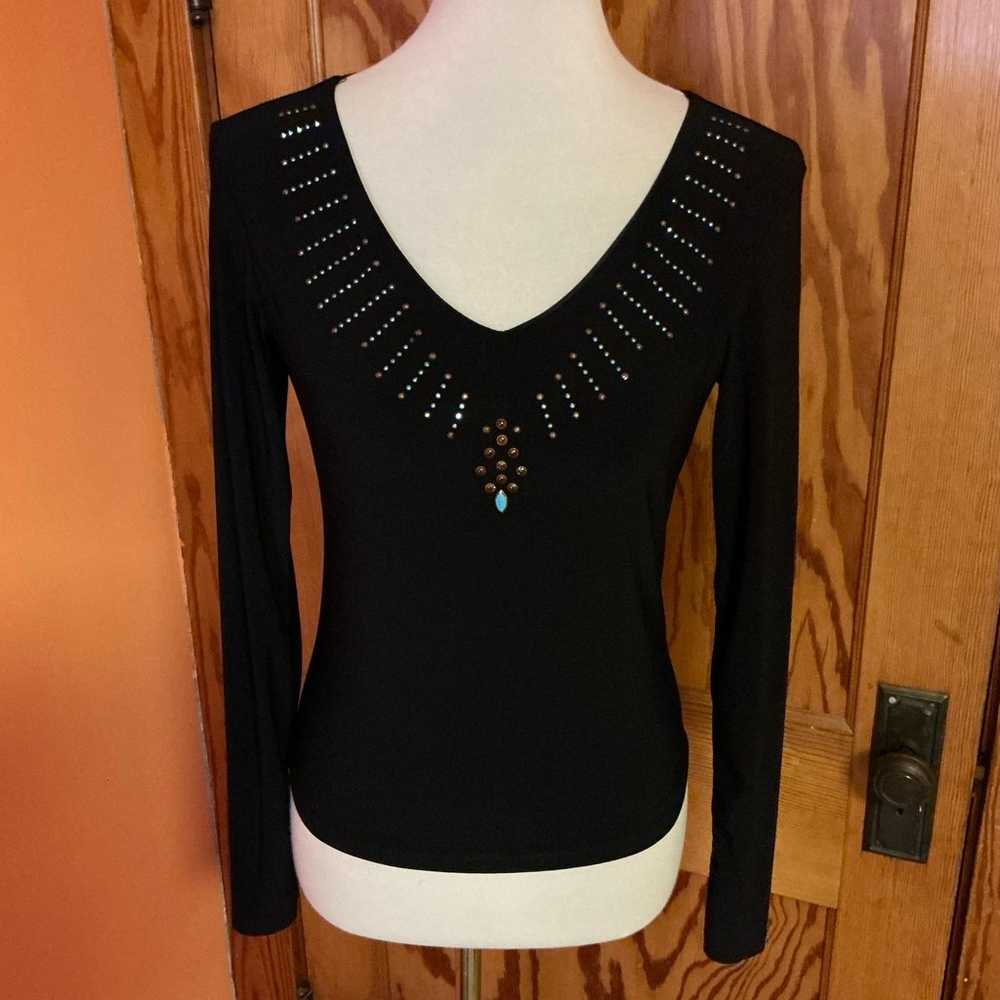 Vintage 90s beaded v neck top - image 4