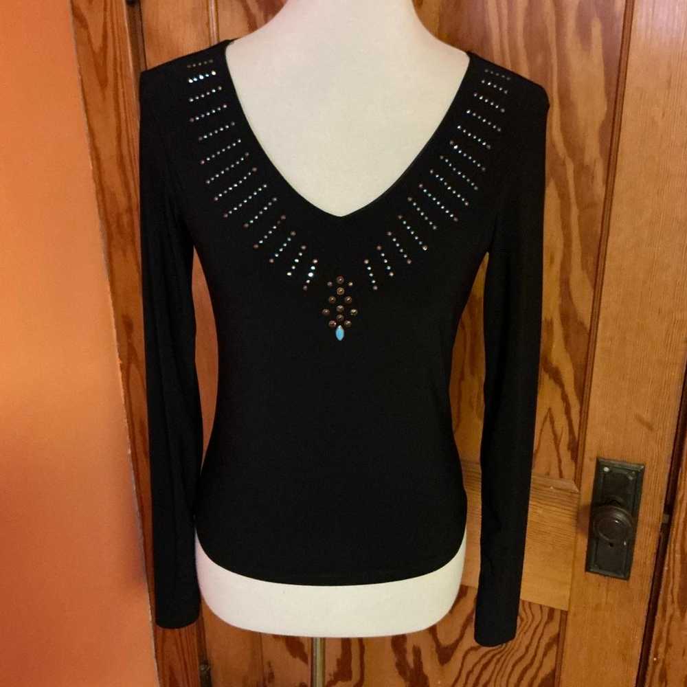 Vintage 90s beaded v neck top - image 5