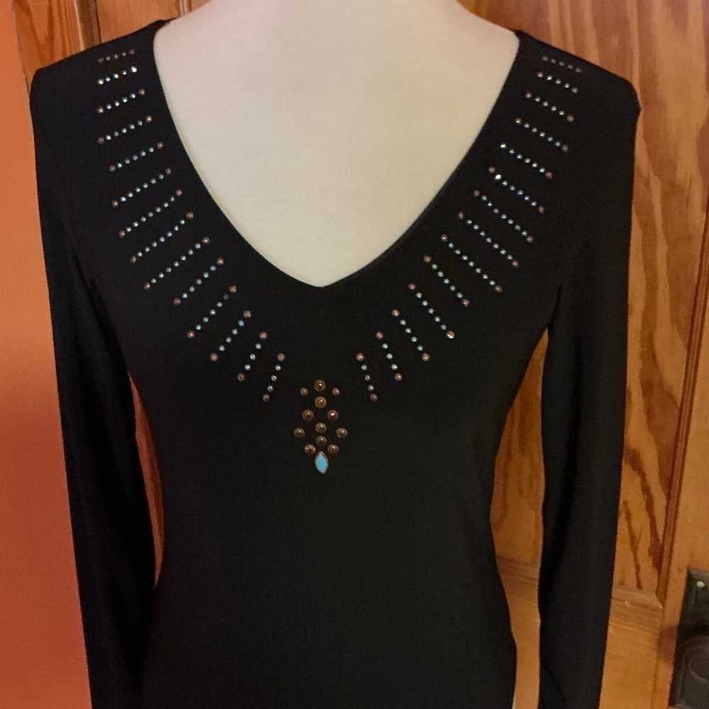 Vintage 90s beaded v neck top - image 6