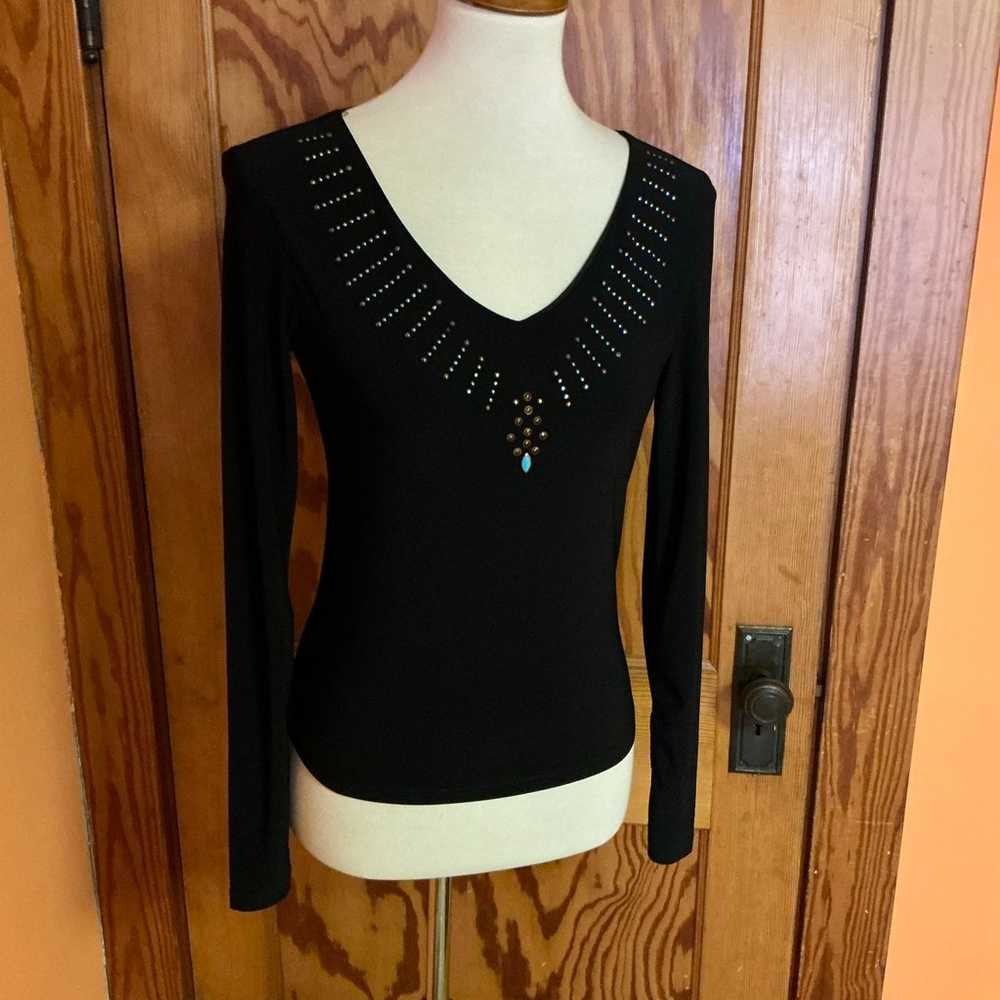 Vintage 90s beaded v neck top - image 8