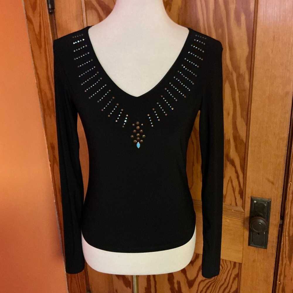 Vintage 90s beaded v neck top - image 9