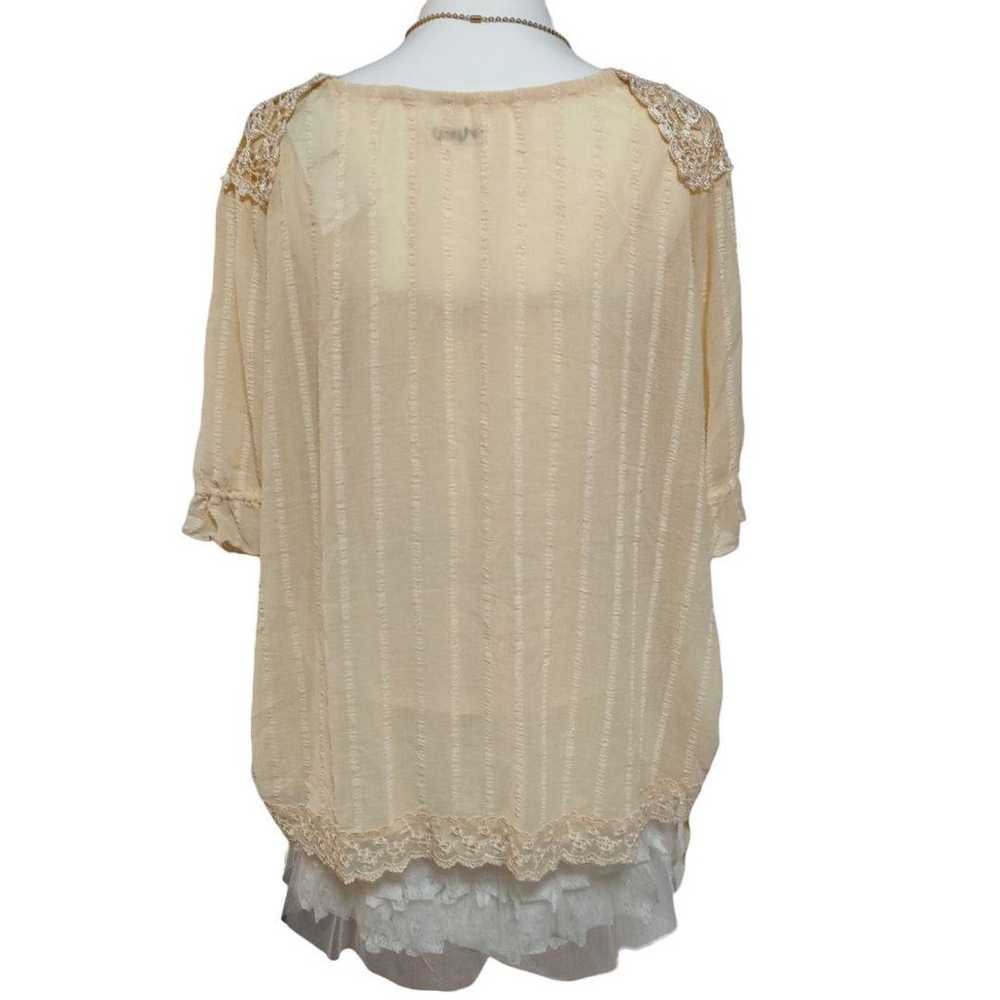 y2k forest girl key knit lace collar tunic blouse… - image 4