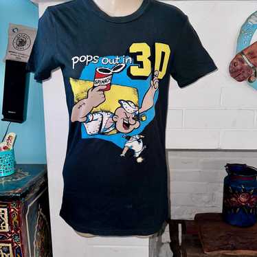 RARE VINTAGE 90's Y2K POPEYE BEDAZZLED TEE BY DRA… - image 1