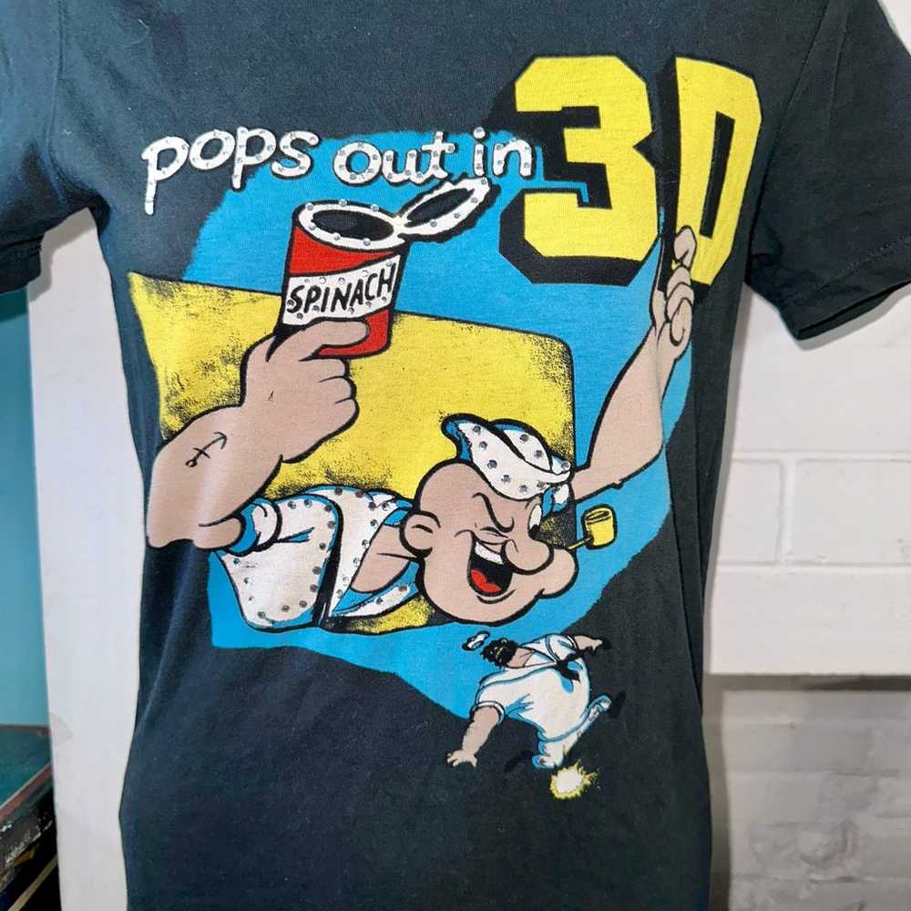 RARE VINTAGE 90's Y2K POPEYE BEDAZZLED TEE BY DRA… - image 2