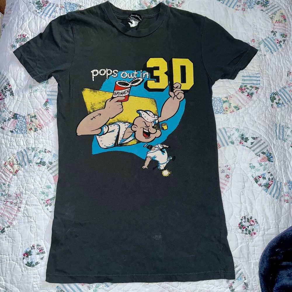 RARE VINTAGE 90's Y2K POPEYE BEDAZZLED TEE BY DRA… - image 7