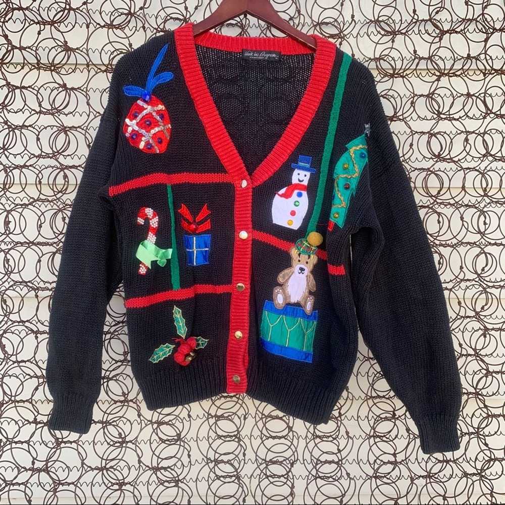 Vintage Vintage knit ugly Christmas cardigan swea… - image 1