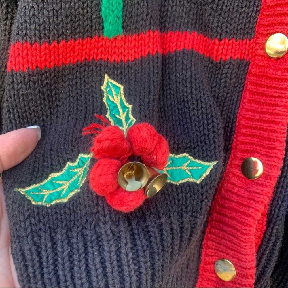 Vintage Vintage knit ugly Christmas cardigan swea… - image 5