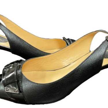 Cole Haan Black Leather Patent Leather Buckle Pee… - image 1