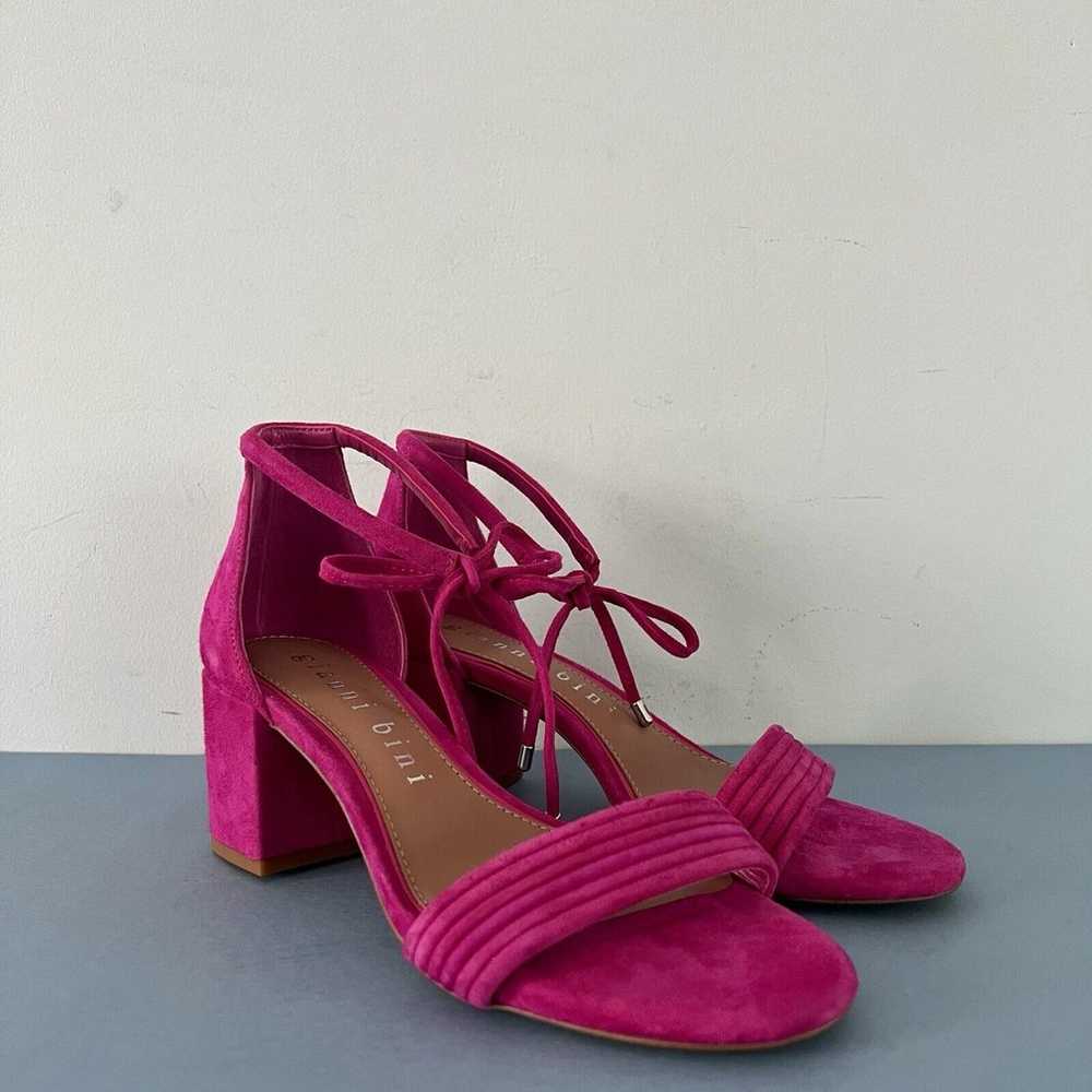 Gianni Bini Rhiaann Ankle Tie Pink Fuchsia Suede … - image 2