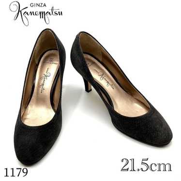 Ginza Kanematsu Pumps Black Brown Suede 1179