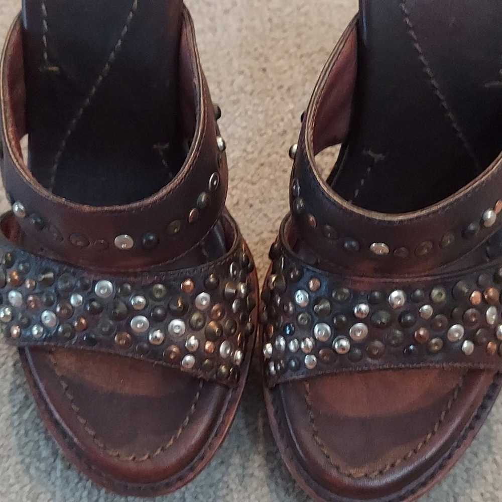 Frye Genuine Leather Studded Heels Brown Size 6 - image 6