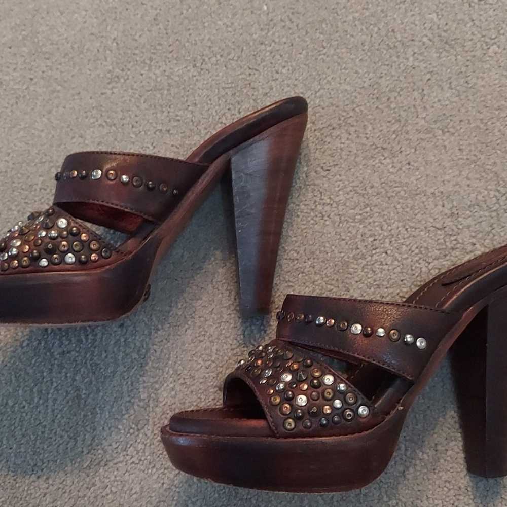 Frye Genuine Leather Studded Heels Brown Size 6 - image 7