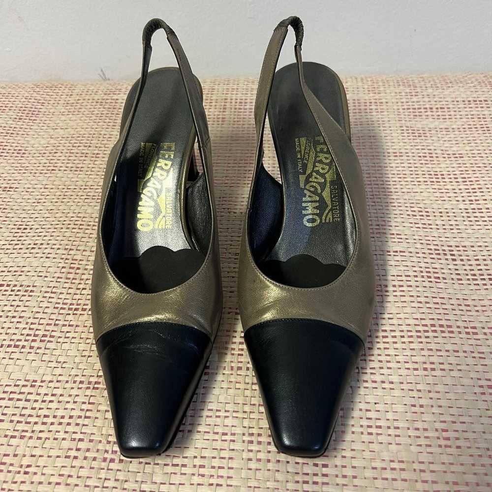 Salvatore Ferragamo  Metallic Slingback Heel Size… - image 1