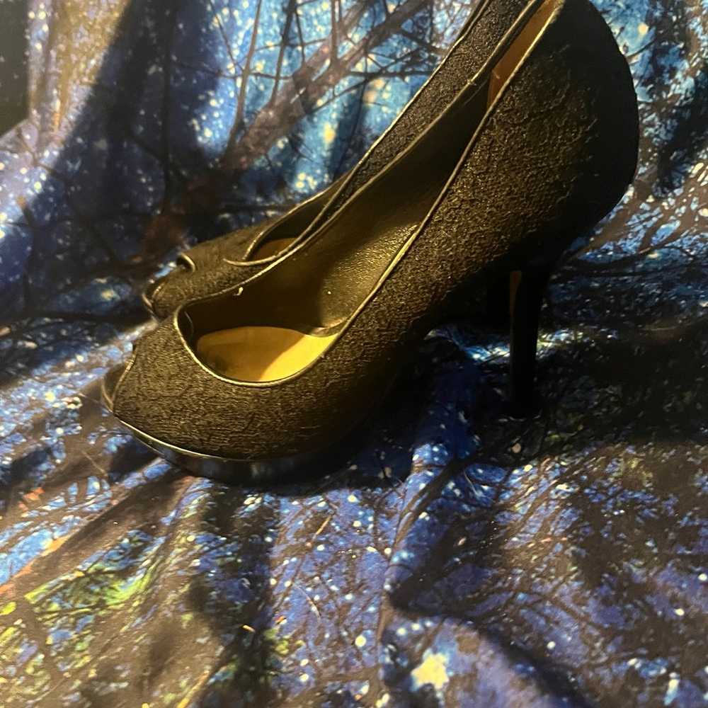 Christian Dior black lacy peep toe heel 36.5 - image 3