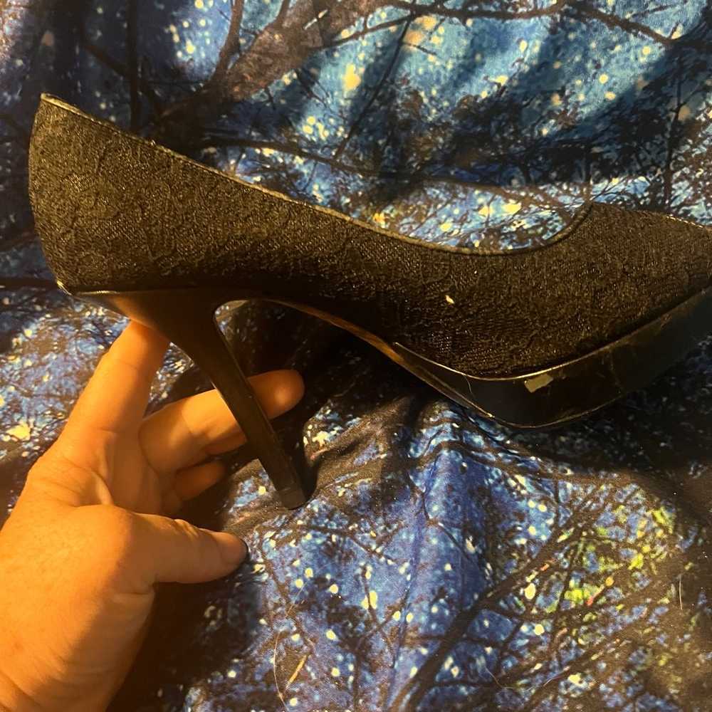 Christian Dior black lacy peep toe heel 36.5 - image 6