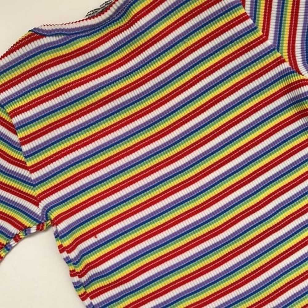 70s Vintage Rainbow Stripe Super Stretch Short Sl… - image 10