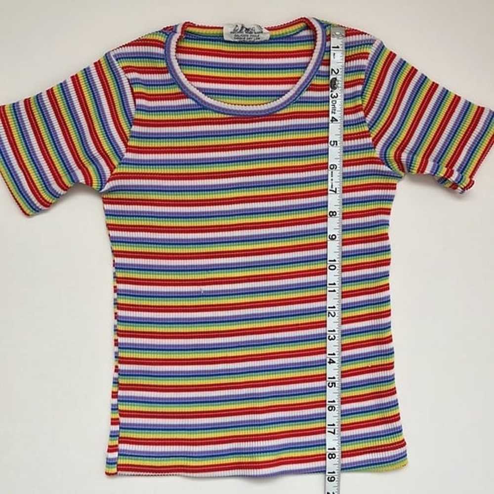 70s Vintage Rainbow Stripe Super Stretch Short Sl… - image 2