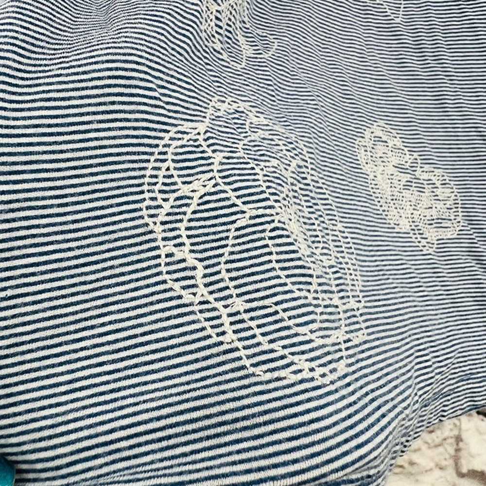 Loft Vintage Soft Embroidered Blouse Shirt  Blue … - image 6