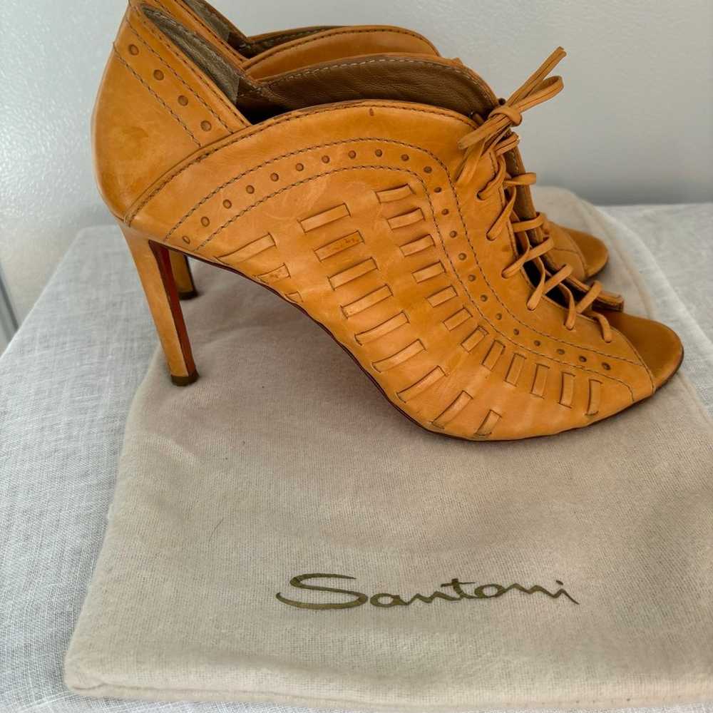 Santoni leather open toe boots - image 1