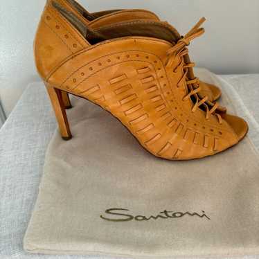 Santoni leather open toe boots - image 1