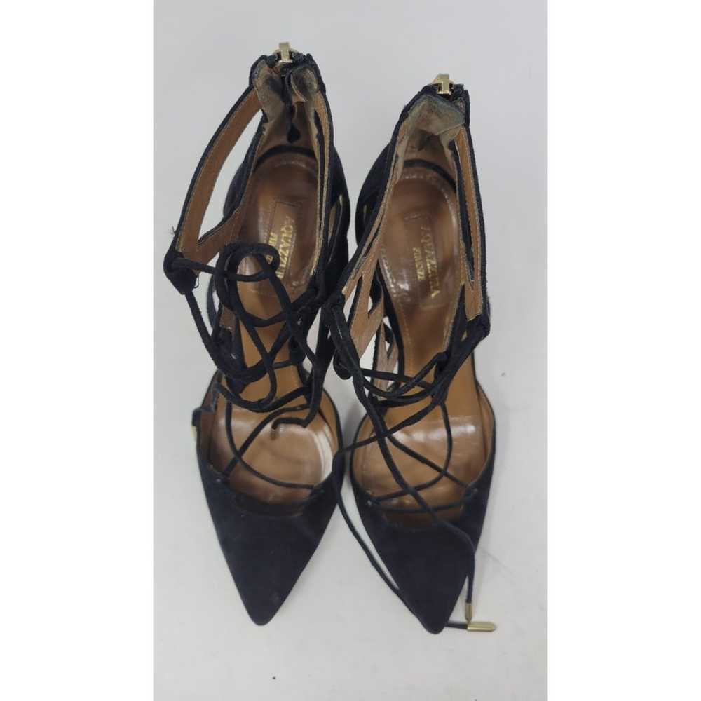 Aquazzura Black Suede Belgravia Lace Up Pointed T… - image 2