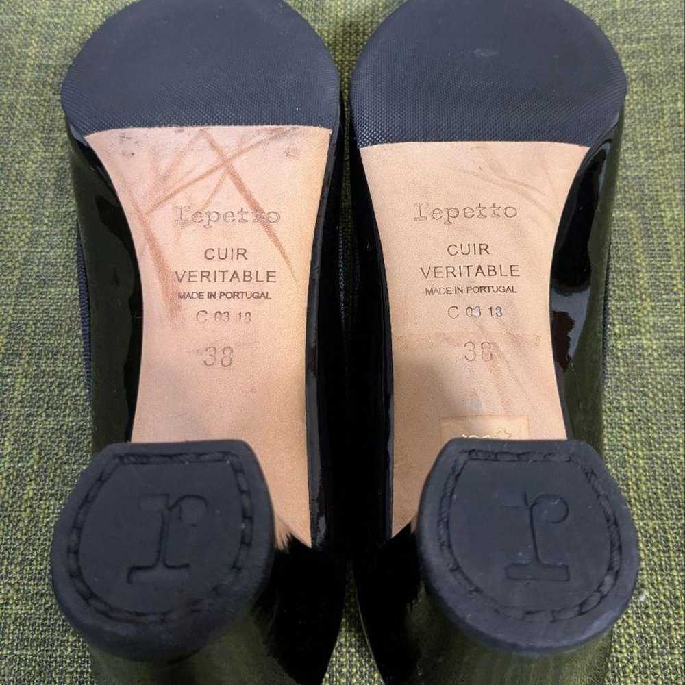 【Excellent Condition】Repetto Heel Enamel Pumps Bl… - image 6