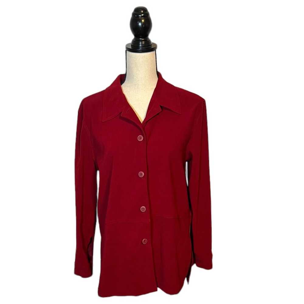 R&K Womens Size 8P Petite Red Suede Feel Top Coll… - image 1