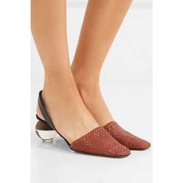 Neous Woven Leather Slingback Sandal Pumps Heels - image 1