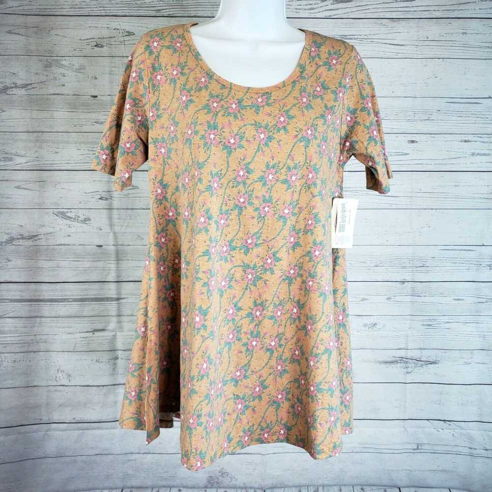 Vintage LuLaRoe Womens Perfect T Sz XS Pink Green… - image 1