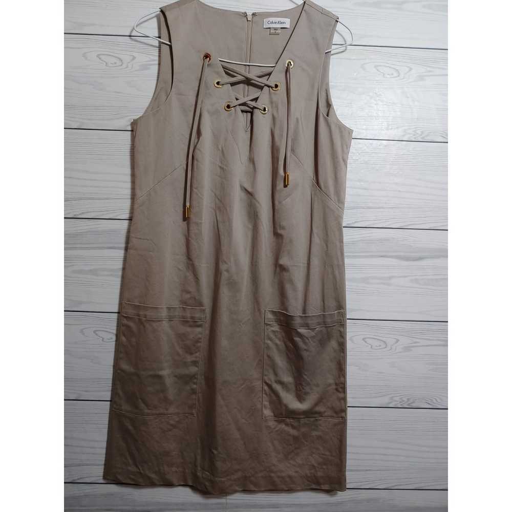 Womens Calvin Klein Khaki Sleeveless Dress sz 8 - image 1