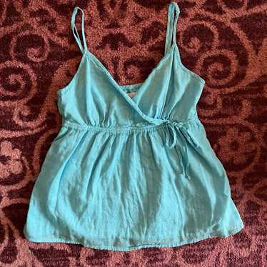 Vintage hotsell 90s-Y2K Aryeh Boho Fairycore Lilac Blue Silk Chiffon Stone Babydoll Top