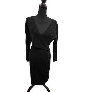 Charles Henry, Black Wrap Midi Dress, Size L - image 1