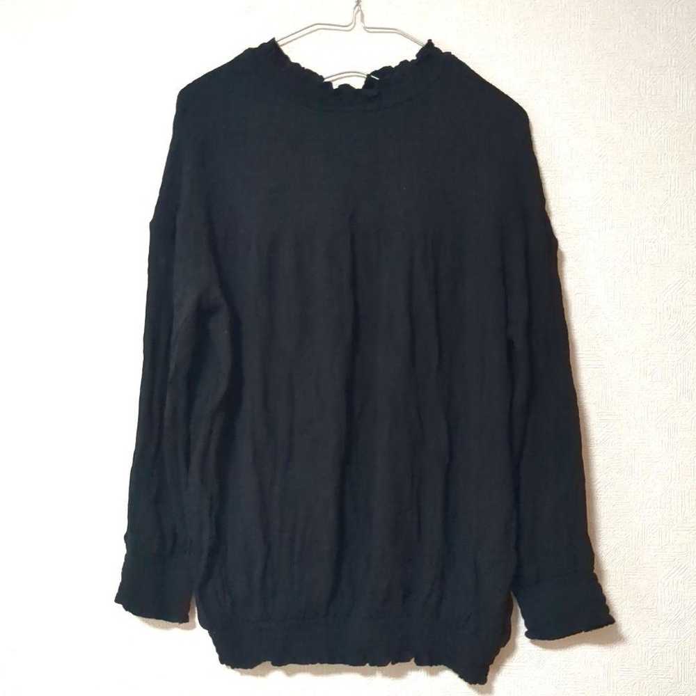 studio clip Black Frill Neck Long Sleeve Top - image 1