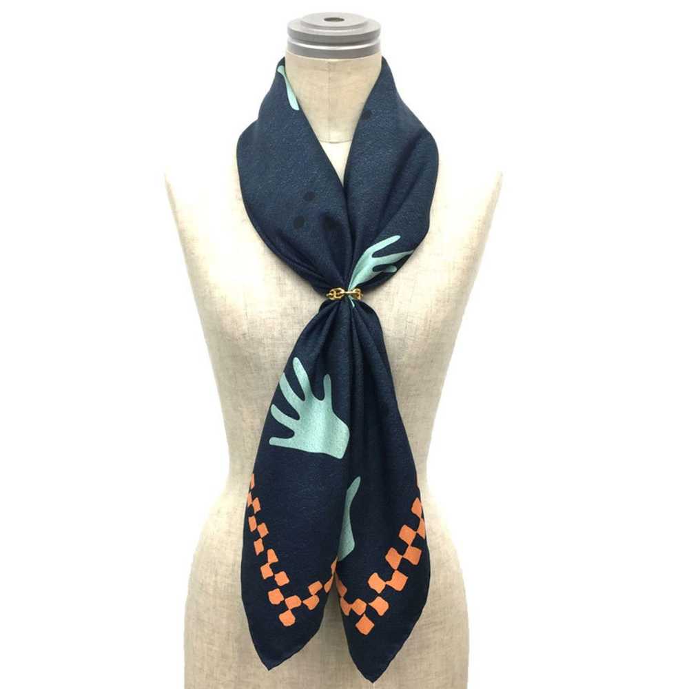 Bvlgari BVLGARI Bulgari Scarf Muffler Navy Silk - image 2