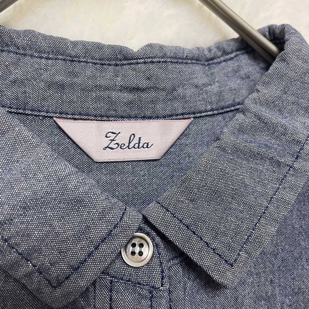 a524 [Zelda] Long-sleeve/Denim-style shirt/Blue/M… - image 3