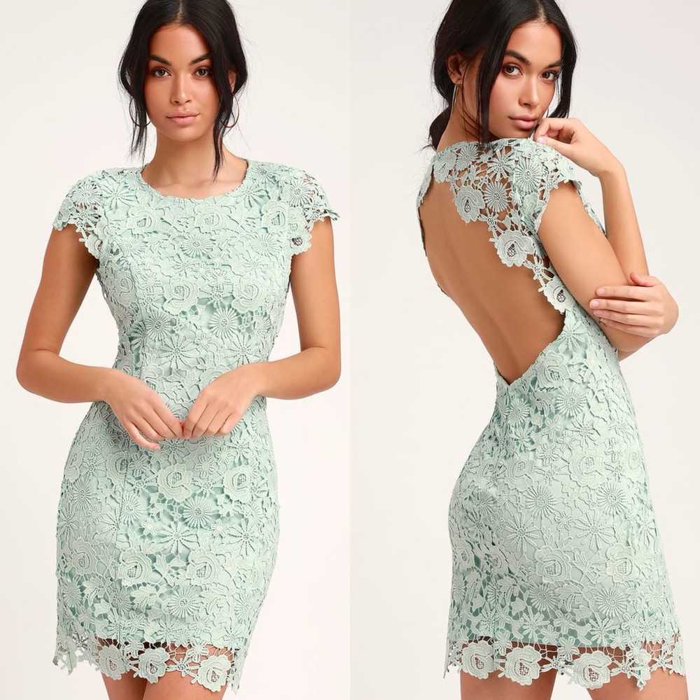 Lulus Mint Green Chic Lace Mini Dress M - image 1