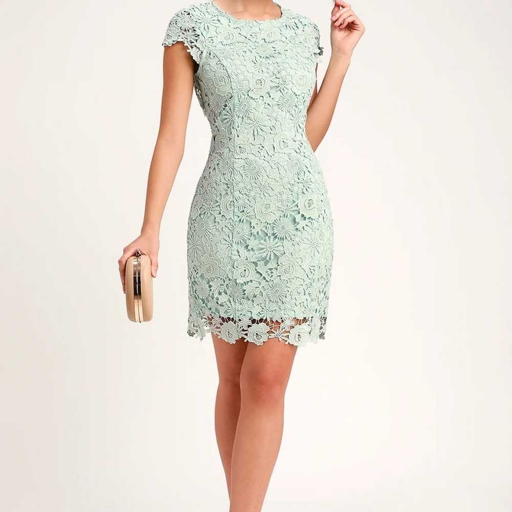 Lulus Mint Green Chic Lace Mini Dress M - image 2