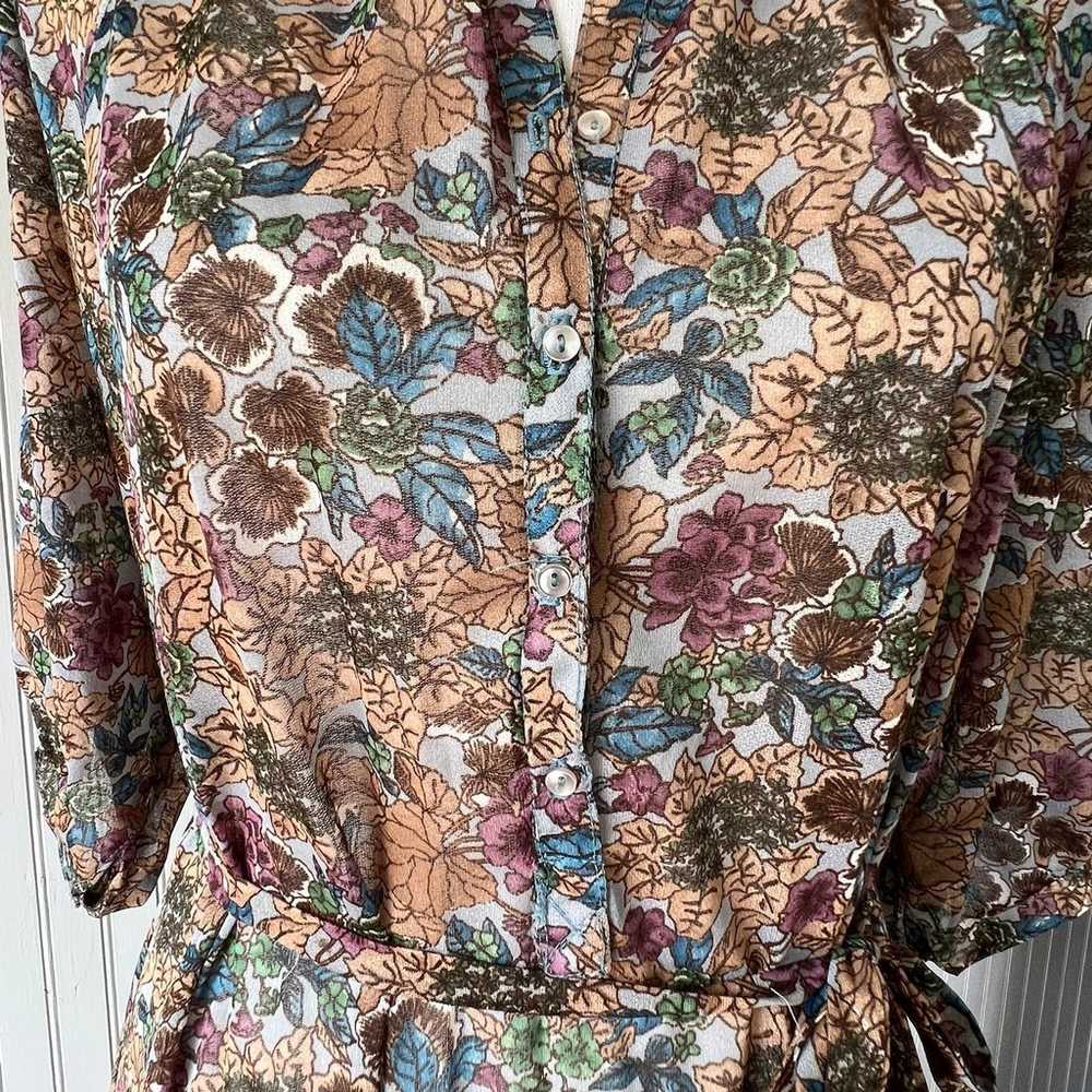 Vintage Button Down Shirt Dress Floral Semi Sheer… - image 9