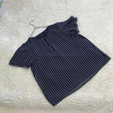 Vintage short-sleeved tunic XS size navy stripe I… - image 1