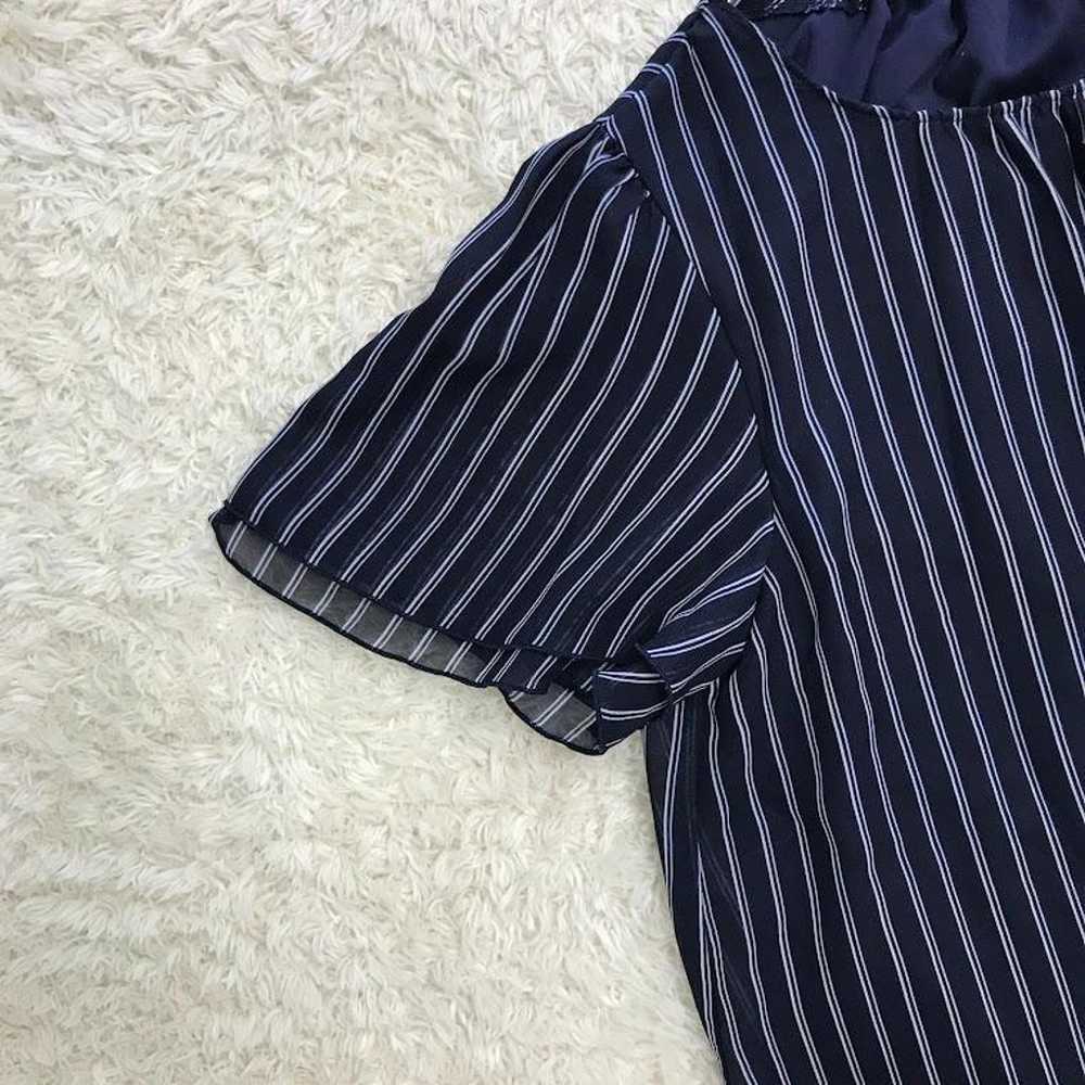 Vintage short-sleeved tunic XS size navy stripe I… - image 2