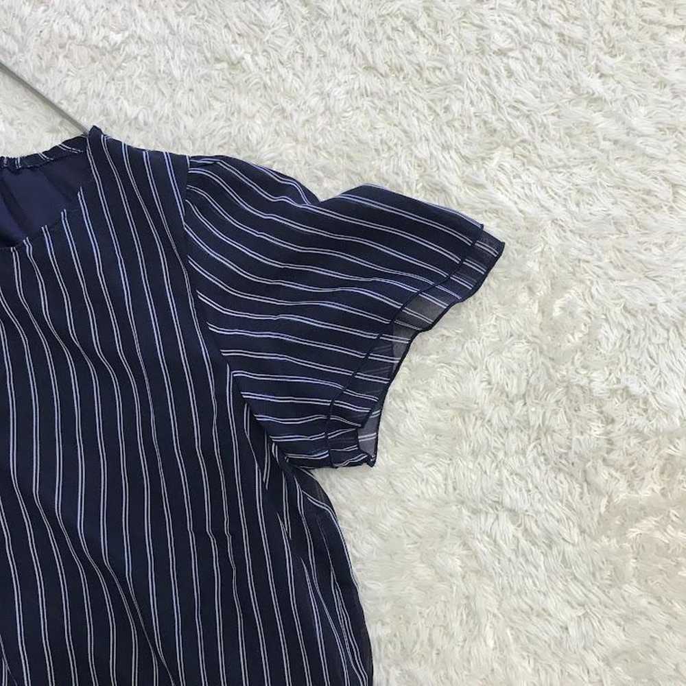 Vintage short-sleeved tunic XS size navy stripe I… - image 3