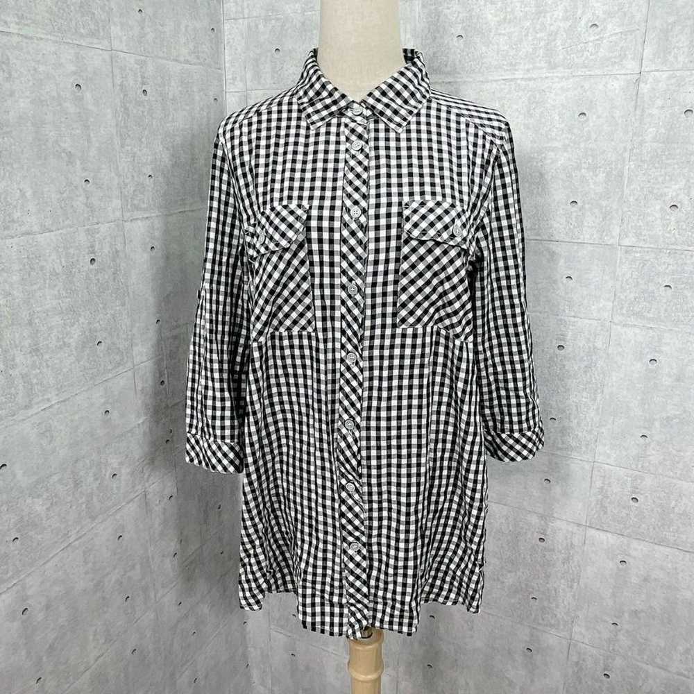 BLUE STRIVE Gingham Check Shirt [size 3L] Black W… - image 2