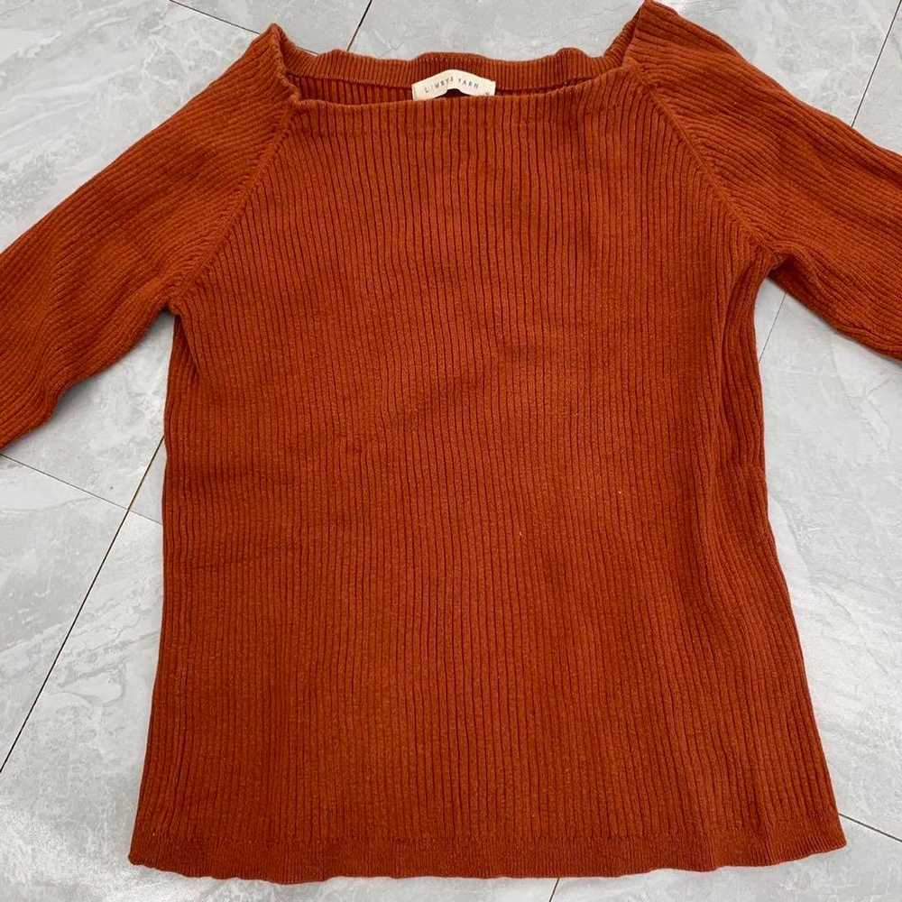 LOWRYS FARM Rib Knit Long Sleeve T-shirt Brown Co… - image 3