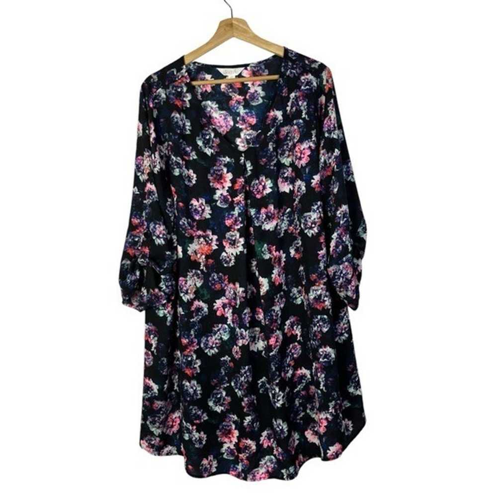 Decree Navy Blue & Pink Floral Long Sleeve Mini D… - image 1